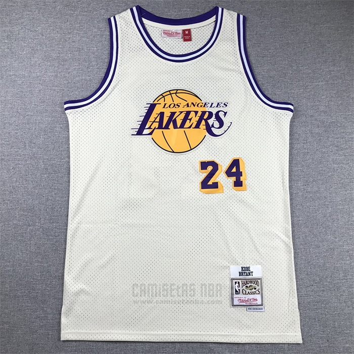 Camiseta Los Angeles Lakers Kobe Bryant #24 Mitchell & Ness Chainstitch Crema